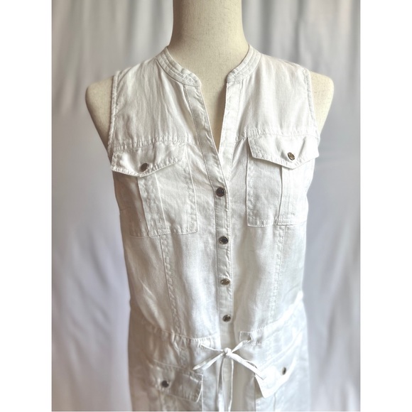 Michael Kors Small White Linen Sleeveless Dress - Picture 3 of 7